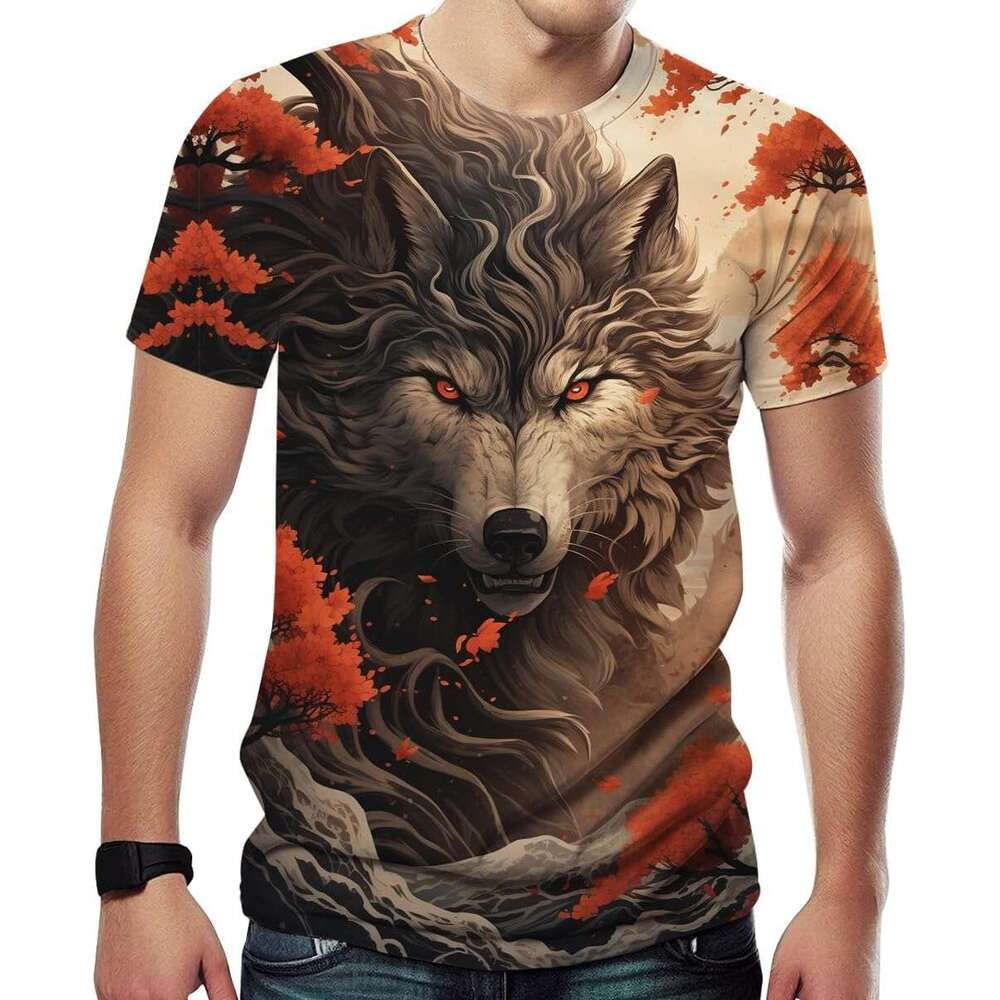Mens T shirt Unisex The Mountain Shirt Funny Animal Wolf Digital Print Short Sleeved T-Shirt shirts tshirt graphic tee Casual tops summer clothes Shor