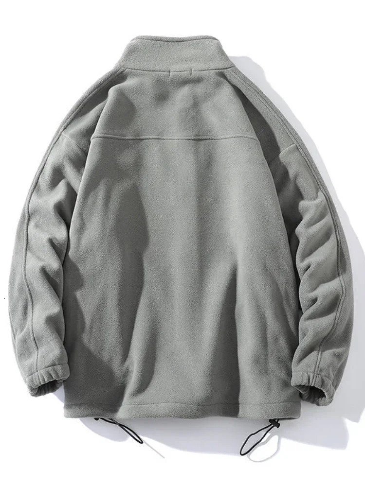 Half-zip Hoodless Sweatshirt Autumn Winter Stand-up Collar Shirt Oversize Velevet Tops Lovers Trend Polar Fleece Jacket 240808