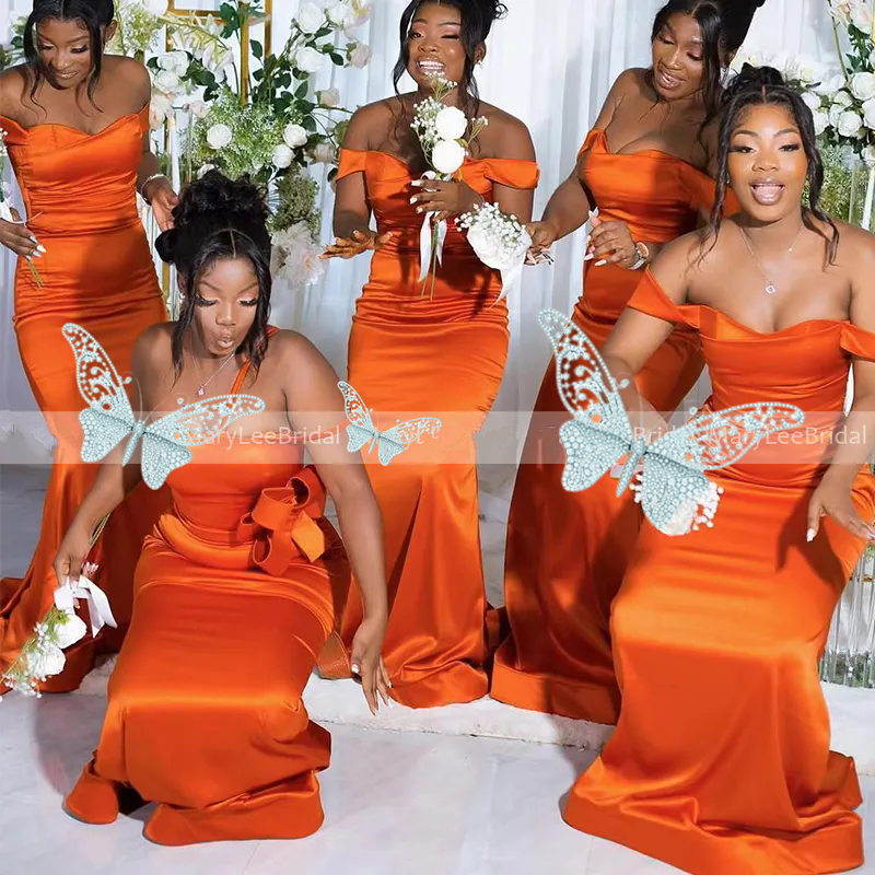 Sexy Mermaid Bright Orange Bridesmaid Dresses for Women Wedding Party Dress Bride Guest Maid of Honor Gowns Robes De Soiree Mariage Custom