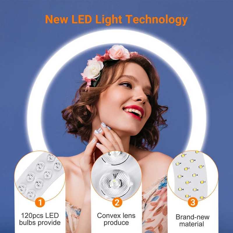 18 inch ring light with tripod 55W 3000-5800K CRI 90 photo studio light used for Vlog video shooting makeup selfie ring light X250409