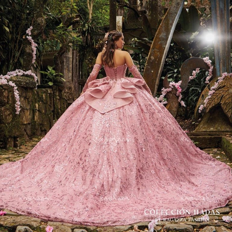 Pink Shiny Sweetheart Quinceanera Dresses Off Shoulder Lace Beads Tull Sweet 16 Ball Grils Brithday Party Gown Vestido De 15 Anos