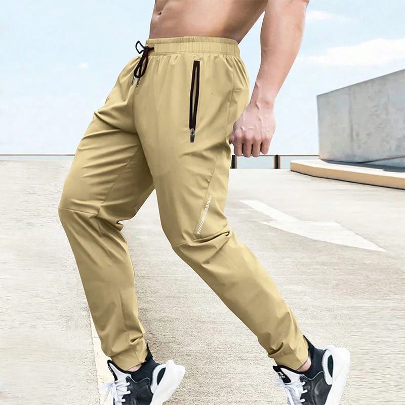 Summer mens elastic sports pants waist jogging outdoor training fitness breathable casual 240808