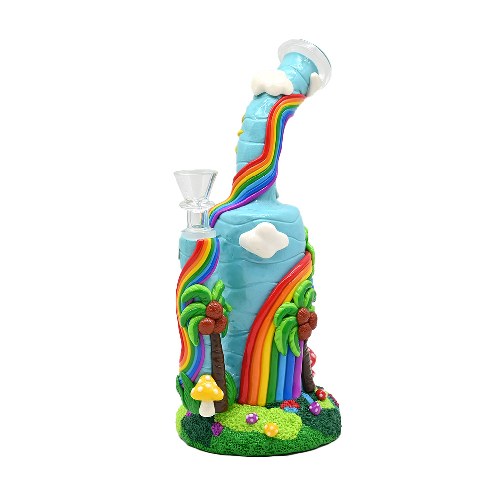 HippiesGlass,Colored Polymer Clay Glass Water Pipe,3D Cute Coconut Tree,Mushroom,Small House,Rainbow,Borosilicate Glass Hookah,Glass Bong,Smoking Acce