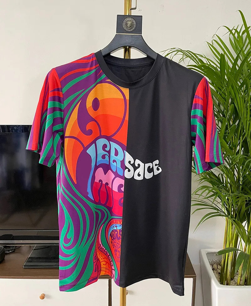 Summer European and American Fashion Leisure Digital Printing Round Neck Short Sleeve Mens Fashion Trend240808