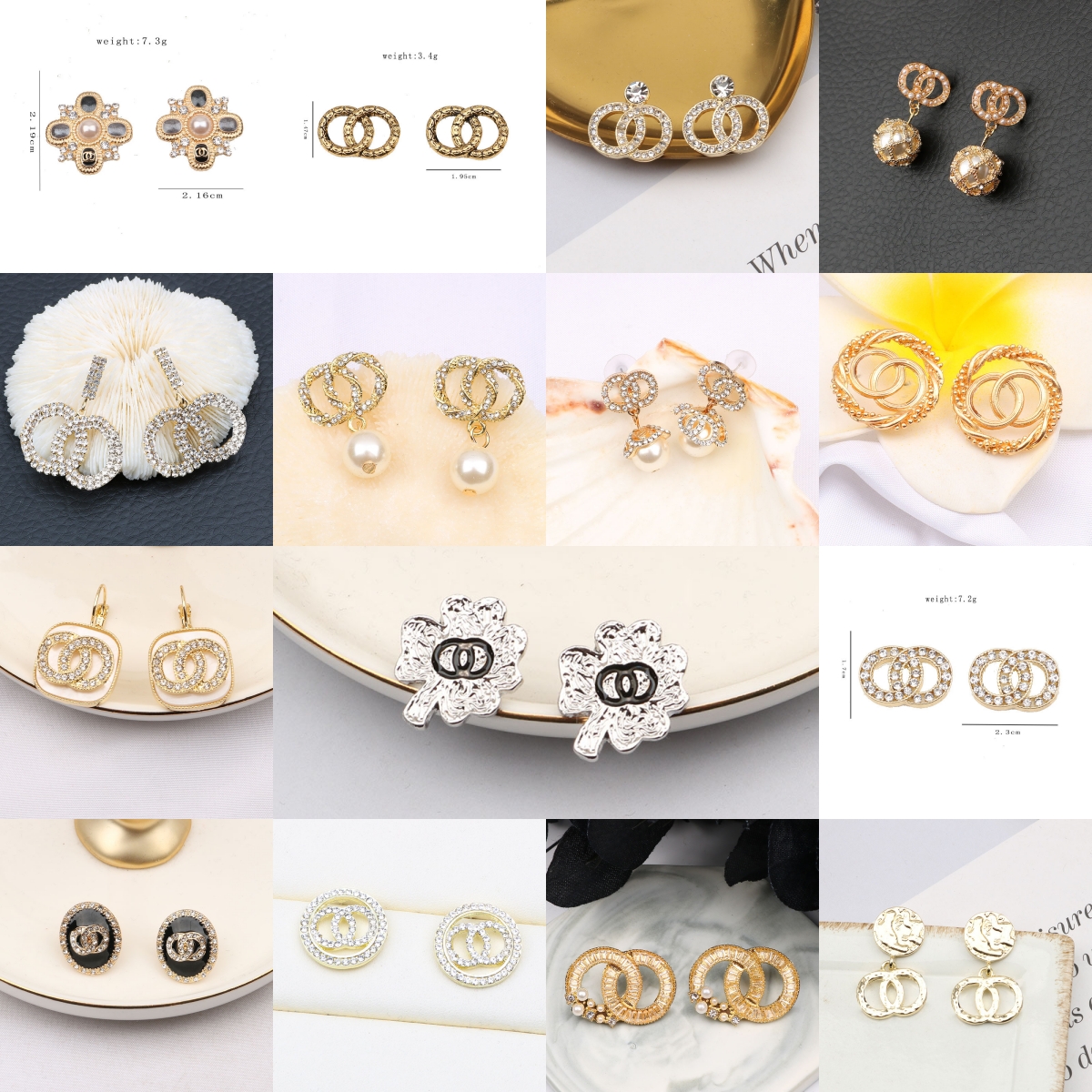 Mixed Simple Luxury Charm Initial Stud Earrings Gold Silver Famous Women Geometry Round Inlay Crystal Rhinestone Pearl Earring Wedding Design Jewerlry 500Style
