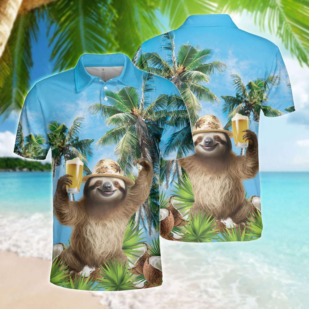 Fashion Mens Polo shirt Drinking Beer for Shirts Short 3D Summer Print Funny Golf Dry Fit Set Polos shirts tshirt Casual tops summer clothes