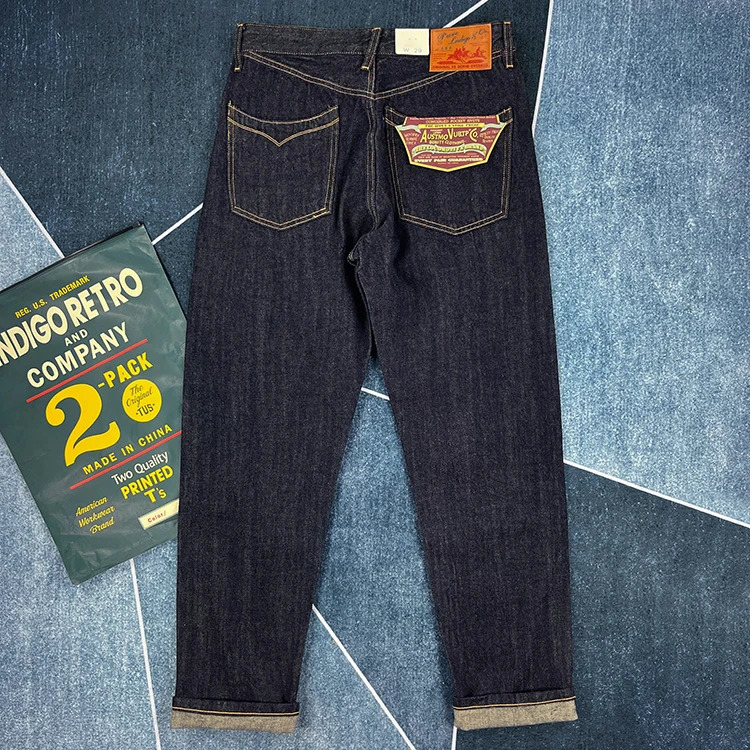 14 oz High Quality Red Selvedge Denim Jeans for Men Heavyweight Raw 100% Cotton Washed Hard Pants Youth Male Straight Trousers 240809