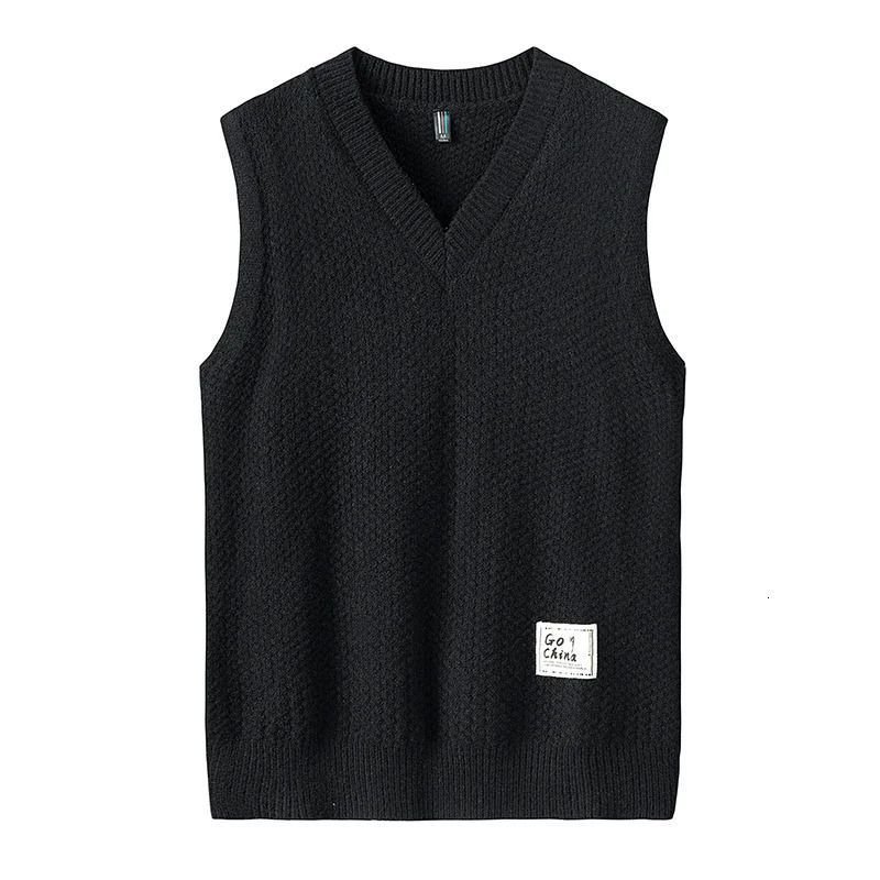 Autumn and winter mens casual Vneck sweater vest fashionable sleeveless knitted comfortable warm bottom shirt 240809