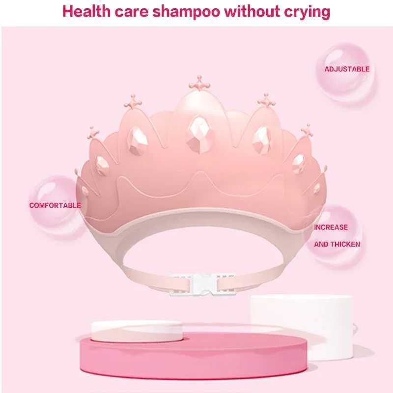 Adjustable size childrens shampoo cap crown baby shower cap cartoon bath pad baby hair care cover waterproofW240717vnbm