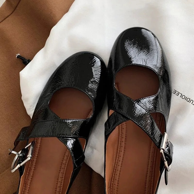 Women Shallow Ballet Autumn Fashion Cross Buckle Mary Jane Casual Comfort Dress Ballerina Flats Shoes #ddmykukumalu
