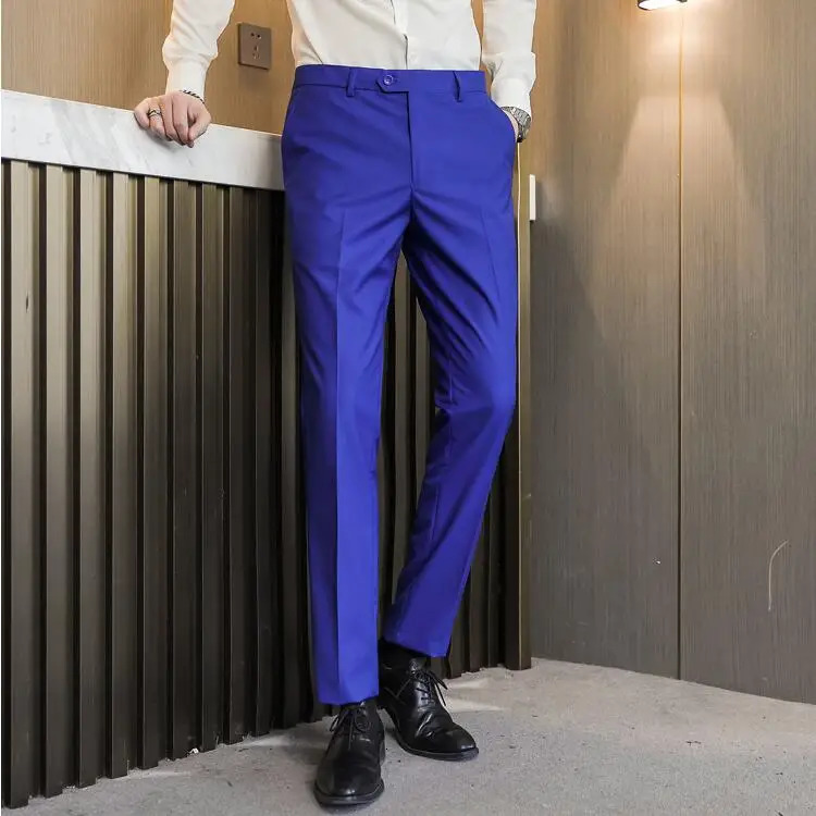 Mens Dress Pants Solid Color Slimming Business Leisure Office Wedding Formal Mens Pants High Quality Mens Clothing Set Pants 29-40 240822