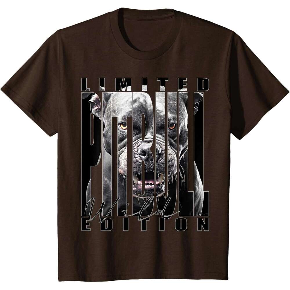 T shirt for Mens Wild Dog Pitbull Terrier Portrait Bulldog Dog Owner Pitbull T-Shirt Shirts Tshirt Graphic Tee Casual Tops Clothes Short sleeve S-2XL