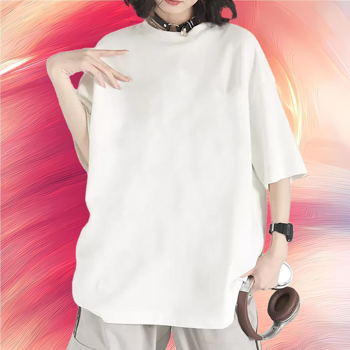 5A Women Tees 230g Pure Cotton scary Casual Sport T shirt Short sleeve Soft DIY Printed Polos