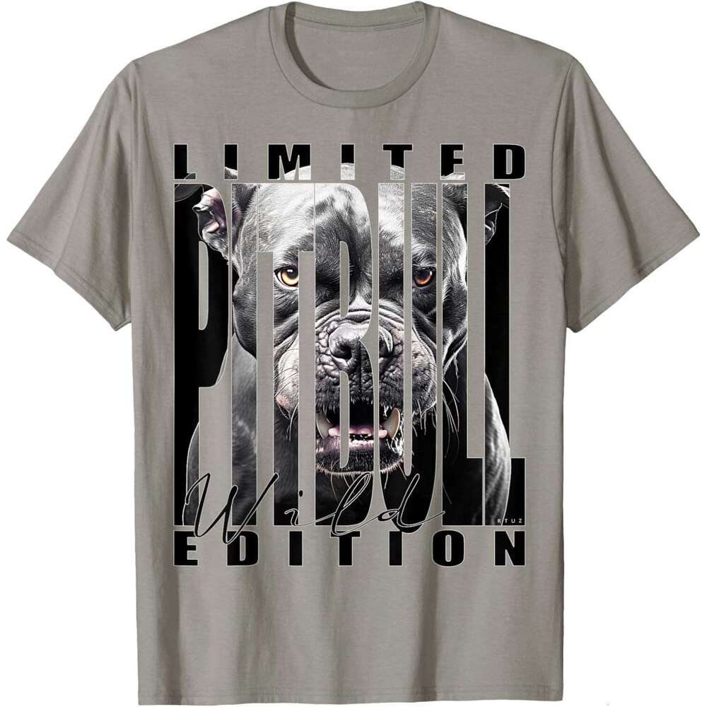 T shirt for Mens Wild Dog Pitbull Terrier Portrait Bulldog Dog Owner Pitbull T-Shirt Shirts Tshirt Graphic Tee Casual Tops Clothes Short sleeve S-2XL
