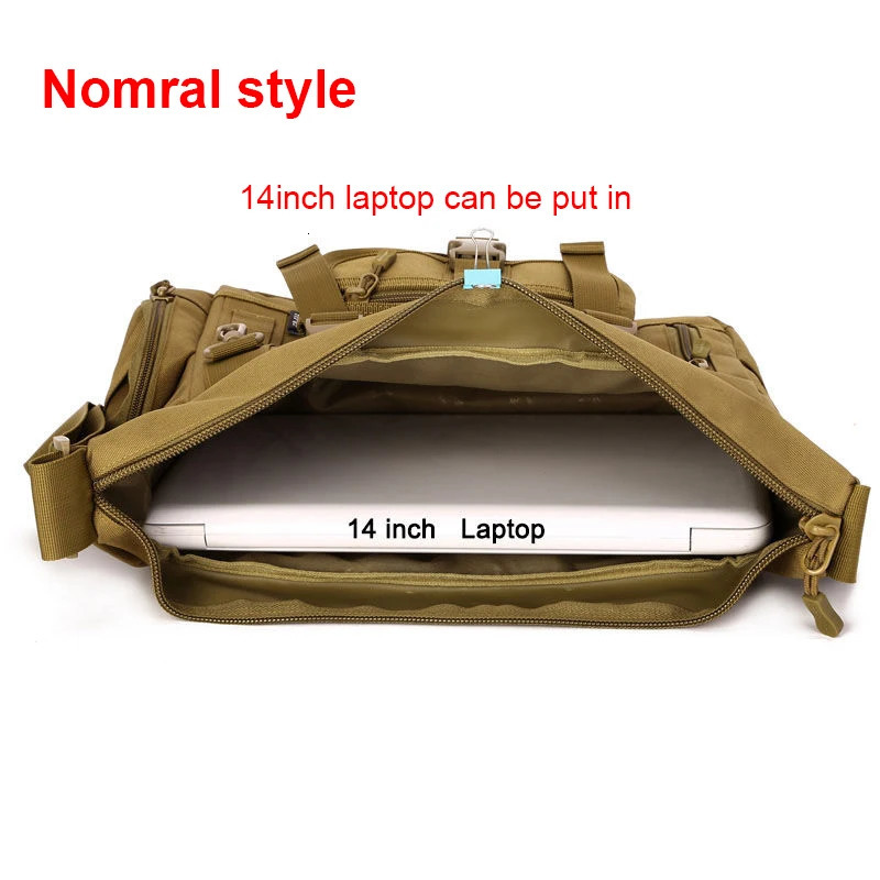 14 inch laptop shoulder bag mens sports tactical single backpack A4 document Molle messenger 240808