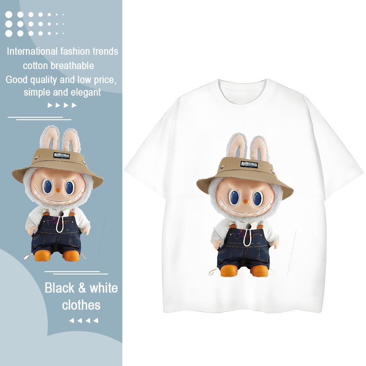 2024 Designer Man T Shirts Labubu Crew Neck 100% Cotton 230g Tshirts Street wear Hip Hop Custom Print Plus Size Popular Tee Shirt