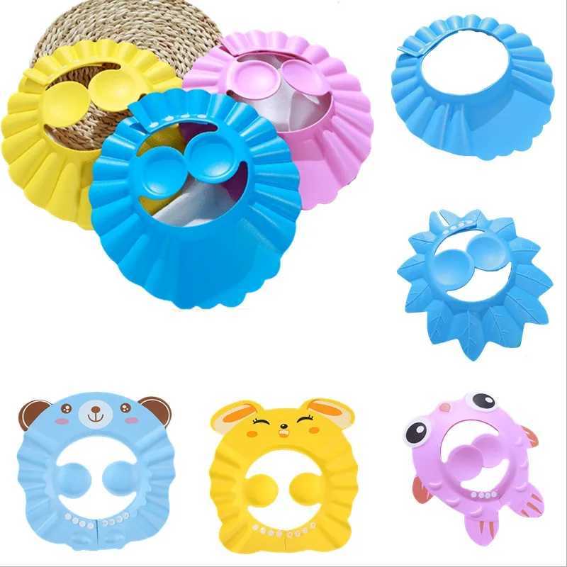 Baby solid color ear protection shampoo cap adjustable shower cap baby care productsW240717