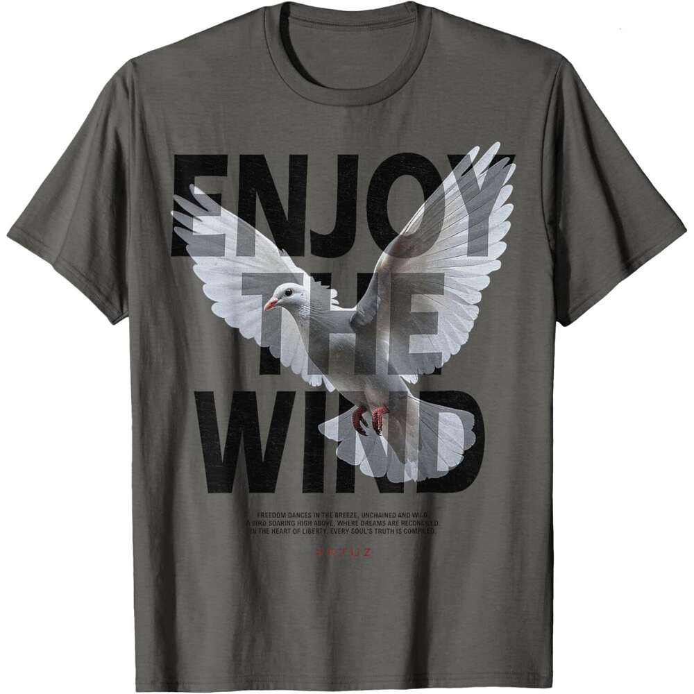 T shirt for Mens Enjoy The Wind Modern Dove Hip Hop Pigeon Vintage Graffiti Urban Streetwear T-Shirt Shirts Tshirt Graphic Tee Casual Tops Clothes Fre
