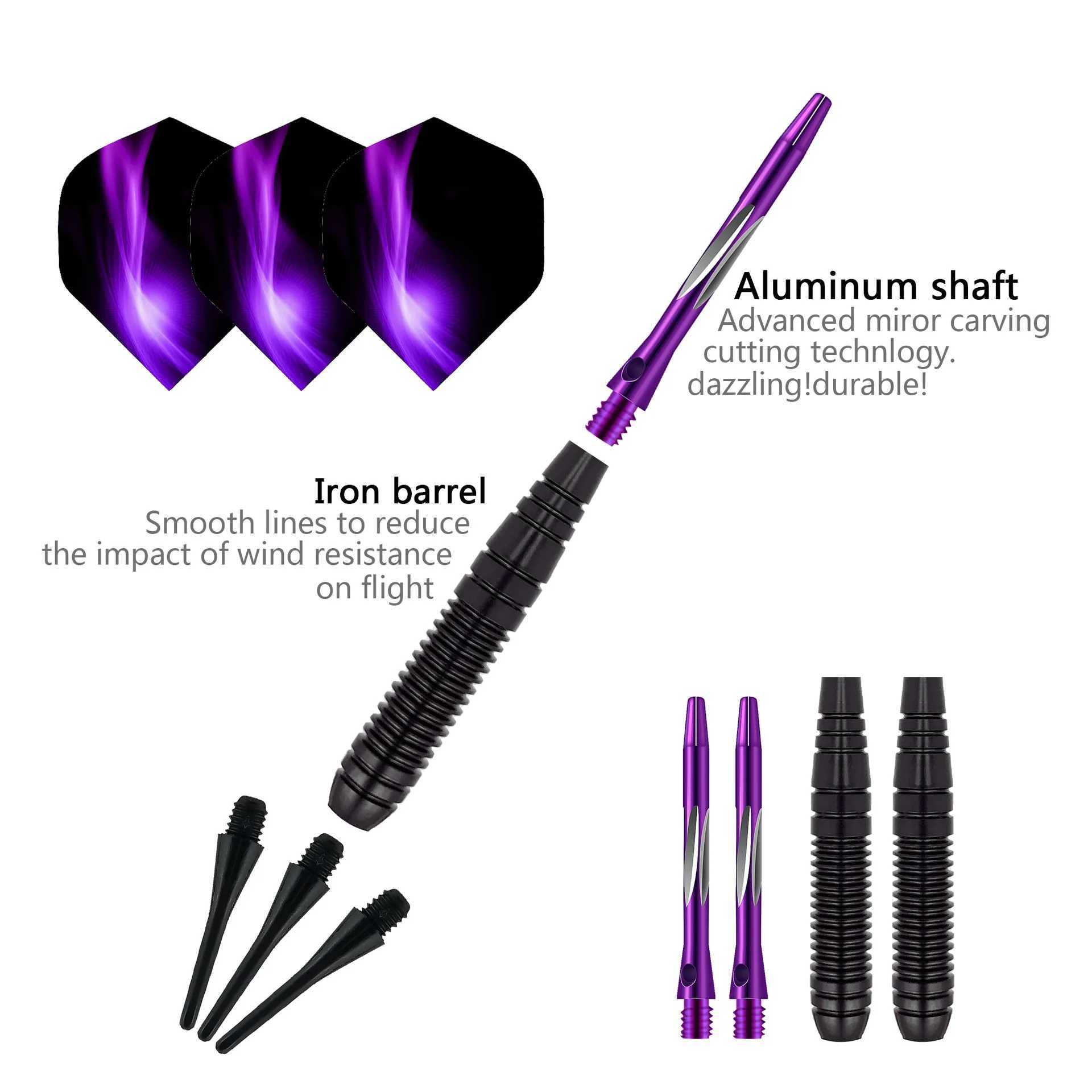 Darts Game Professional Soft Tip Darts Indoor Leisure Entertainment Noble Purple Aurora Series 3pcs Per Set Y240807