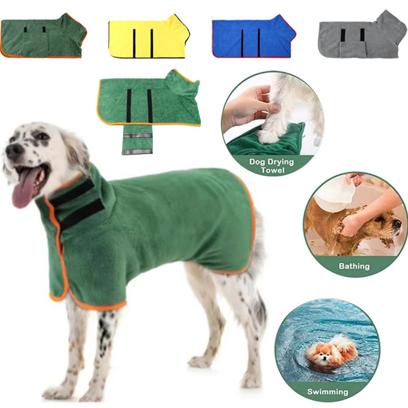 Free dog towels bath robes pet absorbent suitable for large medium and small dogs quick drying adjustable coats droppers 240808