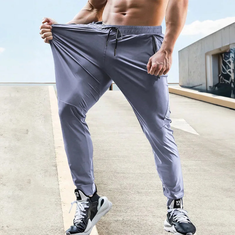 Summer mens elastic sports pants waist jogging outdoor training fitness breathable casual 240808