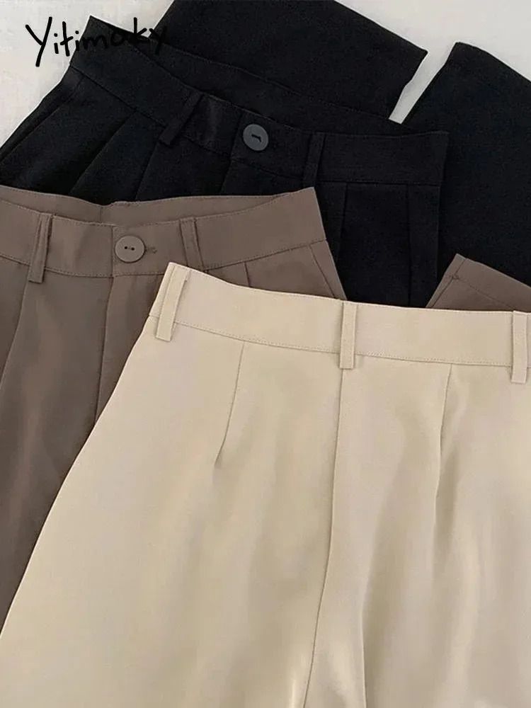 Yitimoky Black Suit Pants Women Casual High Waist Korean Fashion Office Elegant Straight Spring Summer Fall Winter Trousers 240816