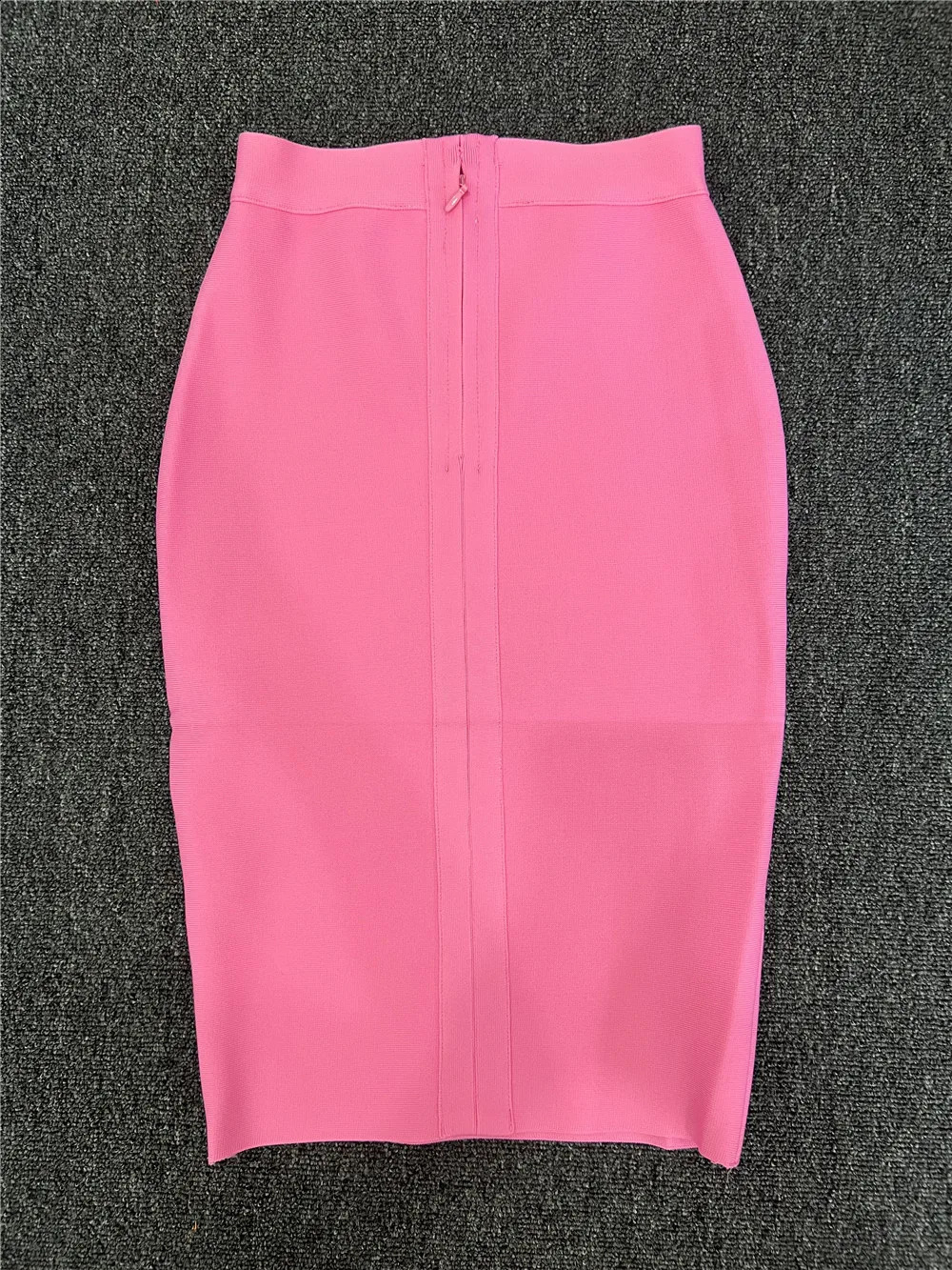 60CM Knee Length Stretch Bandage Skirts Women Candy Color Bodycon Pencil Skirt Ladies Elegant Office Business Formal XL XXL 240809