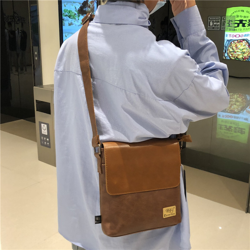 New Korean version of vertical men's shoulder bag casual day crossbody business bag clamshell crossspan bag