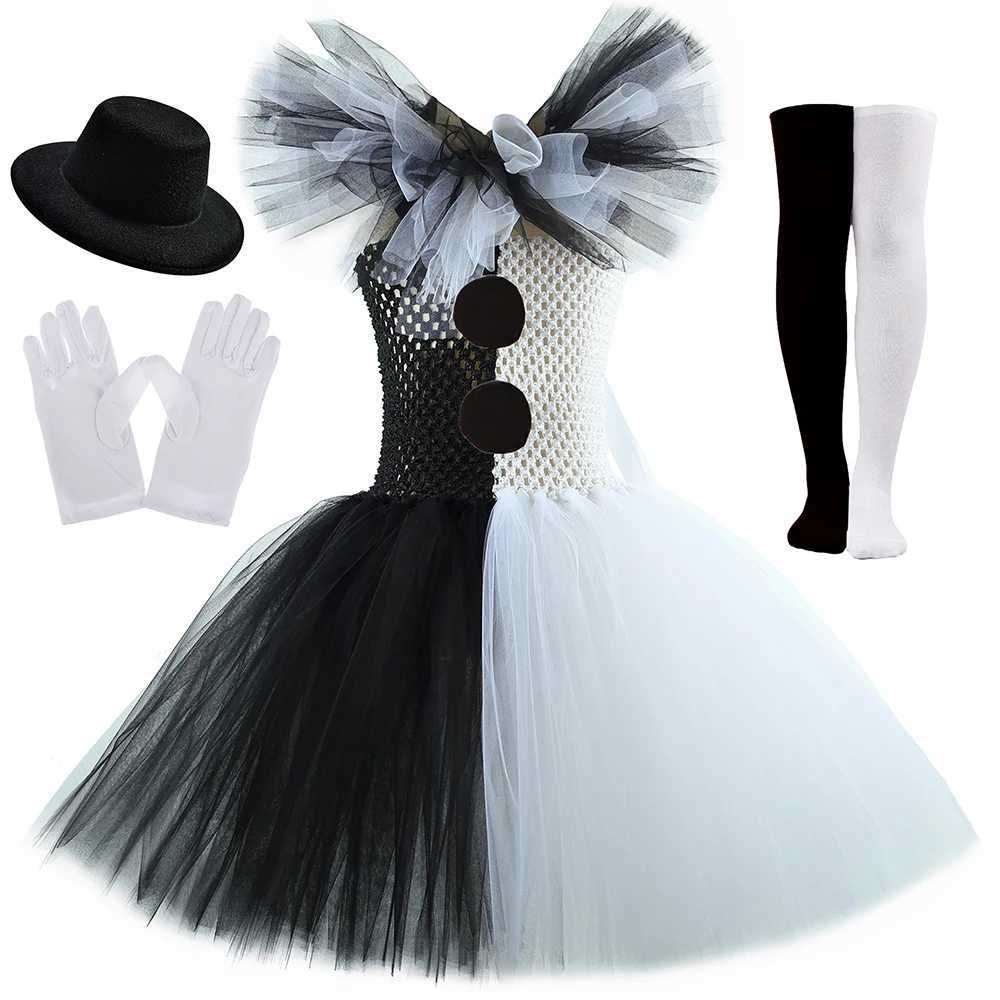Terrifier Art Clown Costume Girl Black White Fancy Tutu Dress Up Horror Joker Dress for Kids Halloween Carnival Party CostumesY240809
