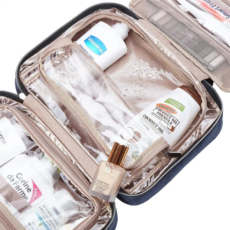 High quality womens makeup bag travel bathroom organizer waterproof storage hanger wash 240809