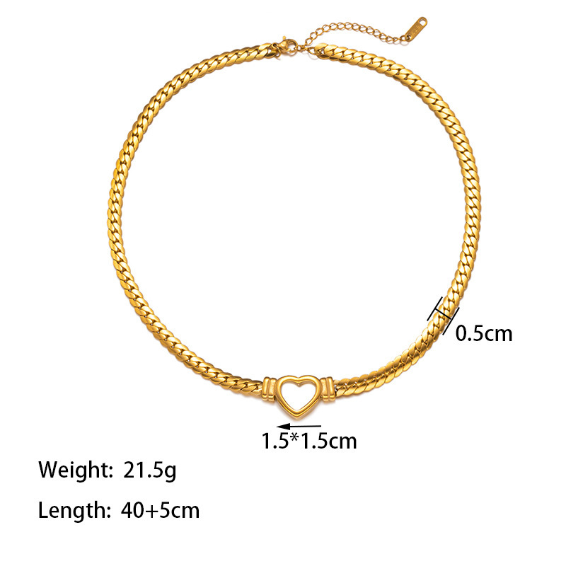 Heart shaped whip chain Ins popular bracelet titanium steel non fading necklace unisex gift for friends