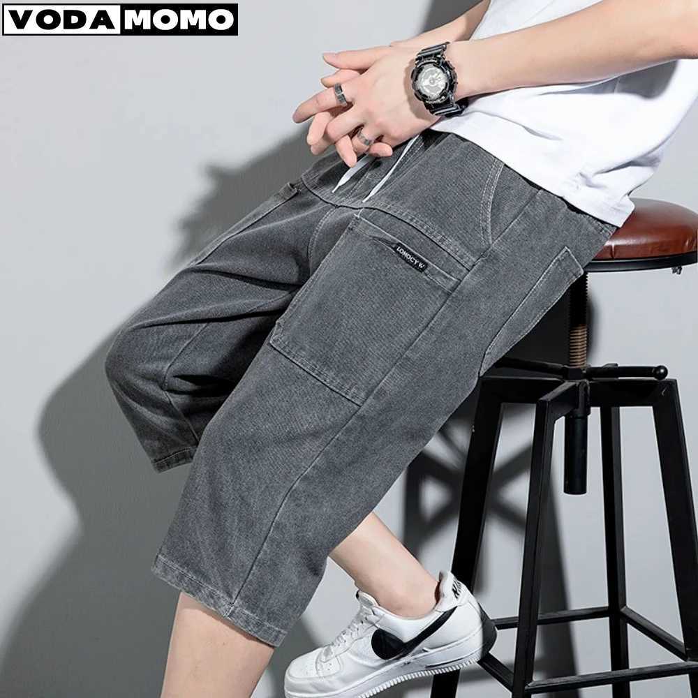new Mens Summer Denim Short Men Jeans Fashion Streetwear Hip Hop Long 3/4 Capri Cargo Shorts bermuda masculina ropa hombreM240809