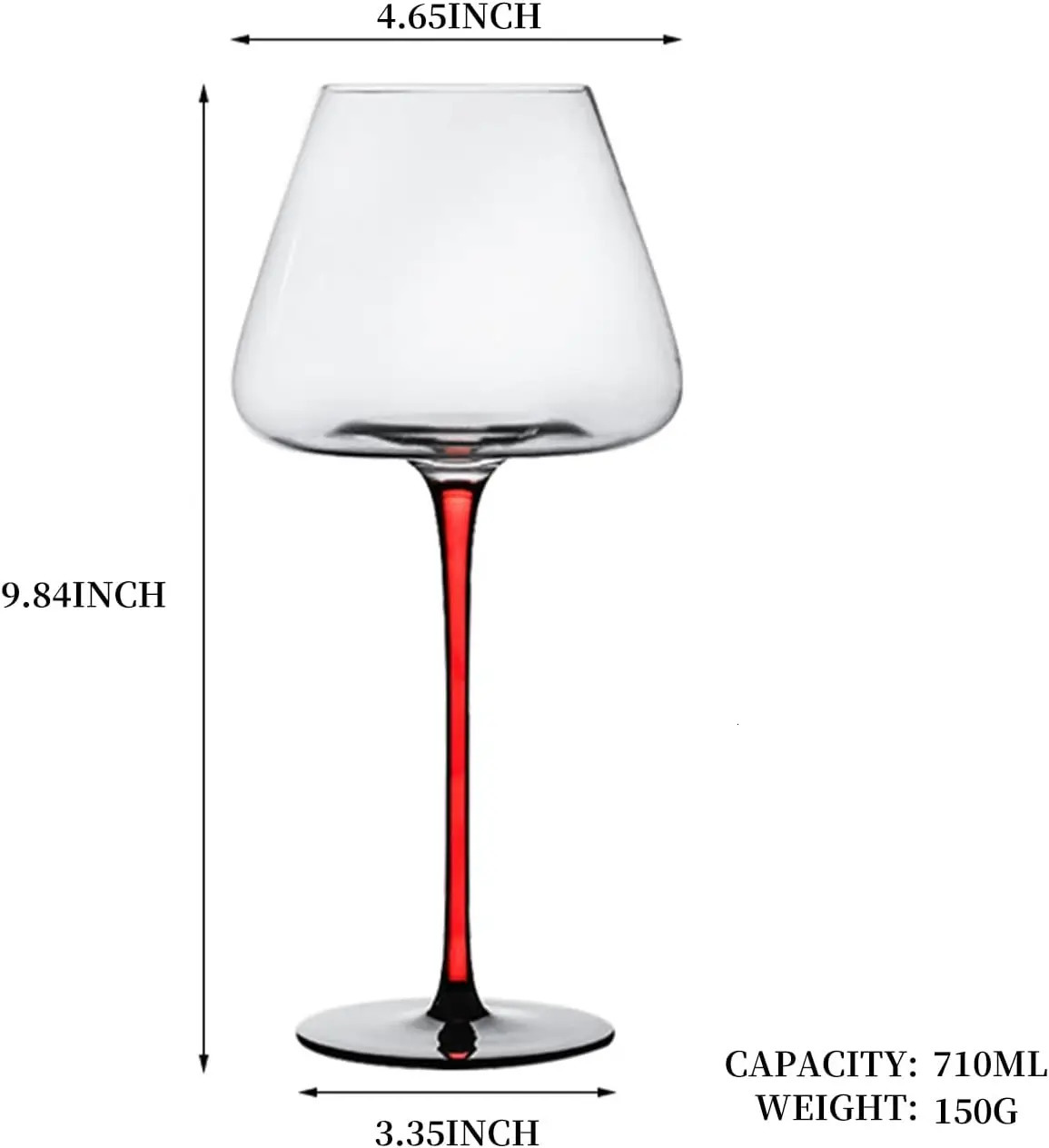 Set of 2 Huge Wine Glasses Crystal Clear Glass Long Stem Wine Glass for RedBlack Concave Bottom Champagne Glasses 240805