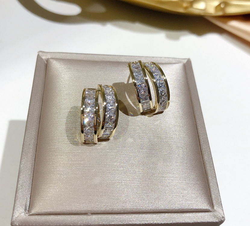 Sparkg Stud Earrings: Sterg Sier, Gold Fill, Princess Cut 5A Zirconia, Party Jewelry Gift