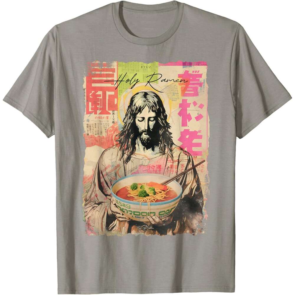 T shirt for Mens Holy Ramen Noodle Asia Art Anime Manga Jesus Ramen T-Shirt Shirts Tshirt Graphic Tee Casual Tops Clothes Short sleeve