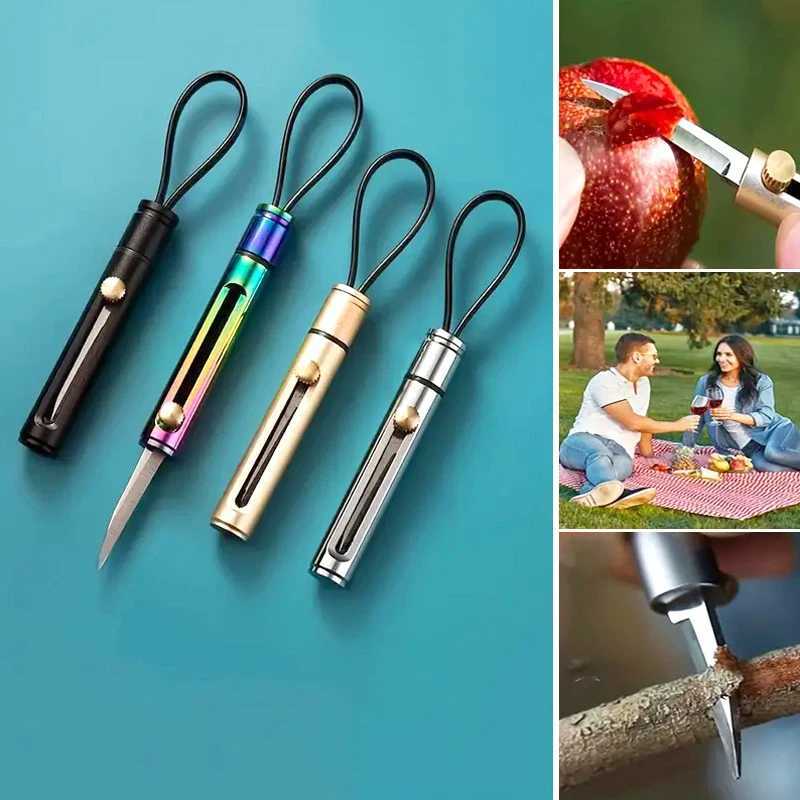 Mini Stainless Steel Quick Knife Portable Fruit Cutting Keychain Decorative Gift Knife Cutting Tool Outdoor Self Defense Creativity W240808