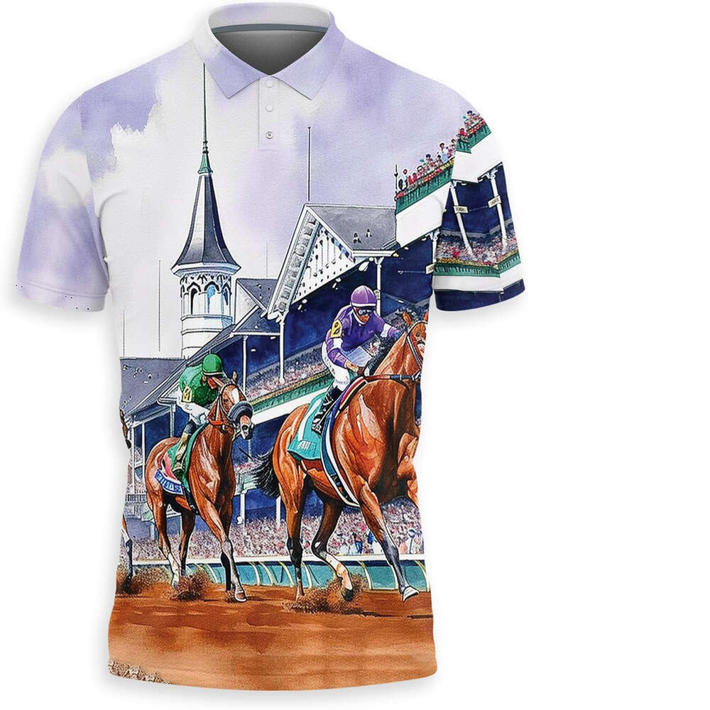 Fashion Mens Polo shirt Horse Racers Short Sleeve Regular Fit Polo Shirts for Men Polos shirts tshirt Casual tops summer clothes Short sleeve Free shi