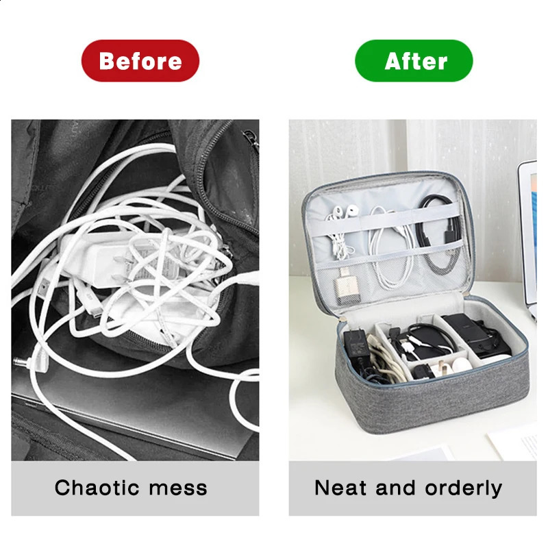 Data Cable Storage Bag Large Travel Manager Portable USB Charger Plug 240809