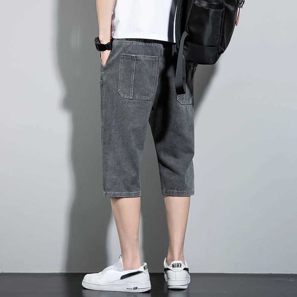 new Mens Summer Denim Short Men Jeans Fashion Streetwear Hip Hop Long 3/4 Capri Cargo Shorts bermuda masculina ropa hombreM240809