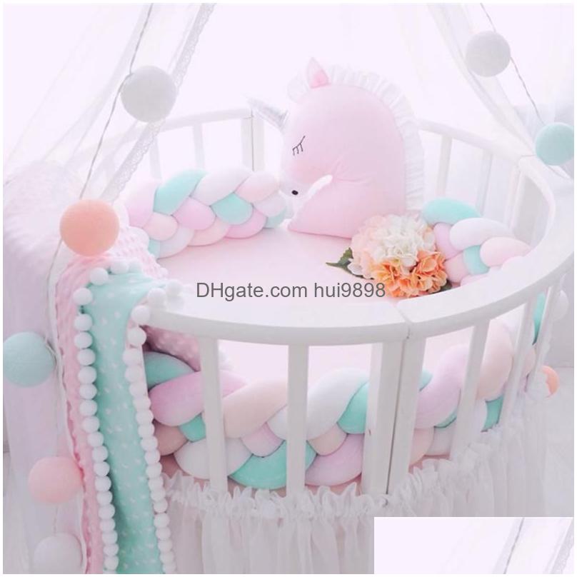 Bedding Sets Baby Bed Protector Bumper Born 4 Twist Pure Cotton Weave Plush Knot Crib Decor Ball Infant Room Decoration1 Drop Delive Dh8Wd 240925