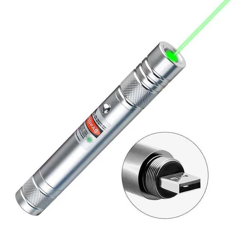 Green USB Rechargeable Laser Pointer High Power Green Light Flashlight Laser Sight Pointer Pen High Power Laser Equipo TacticoM240809