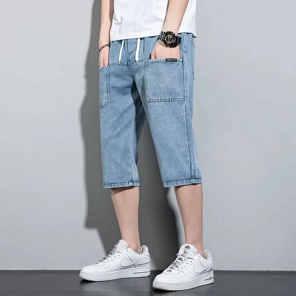 new Mens Summer Denim Short Men Jeans Fashion Streetwear Hip Hop Long 3/4 Capri Cargo Shorts bermuda masculina ropa hombreM240809