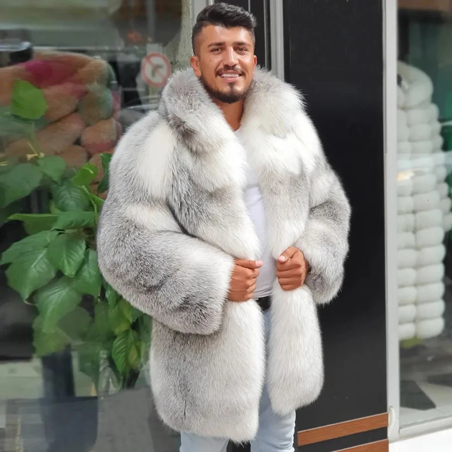 Real Fox Fur Coat Mens Fur Jacket Fashion Winter Warm Fur Coat Selling Arrival 240809