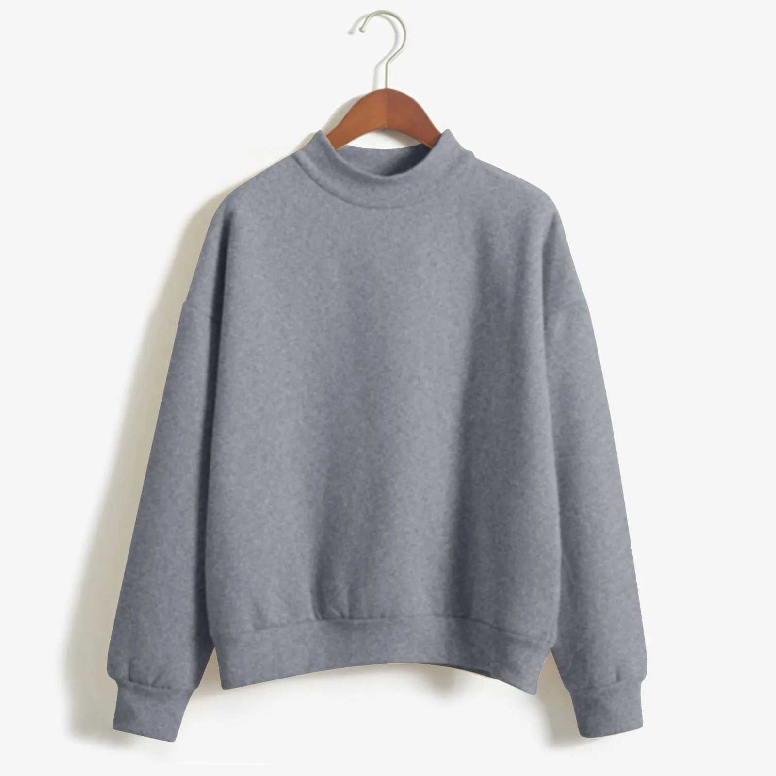 Women O Neck Solid Color Turtleneck Long Slve Velvet Sweatshirt Cotton Lightweight And Breathable Workout Pullover Cozy WearLX241104