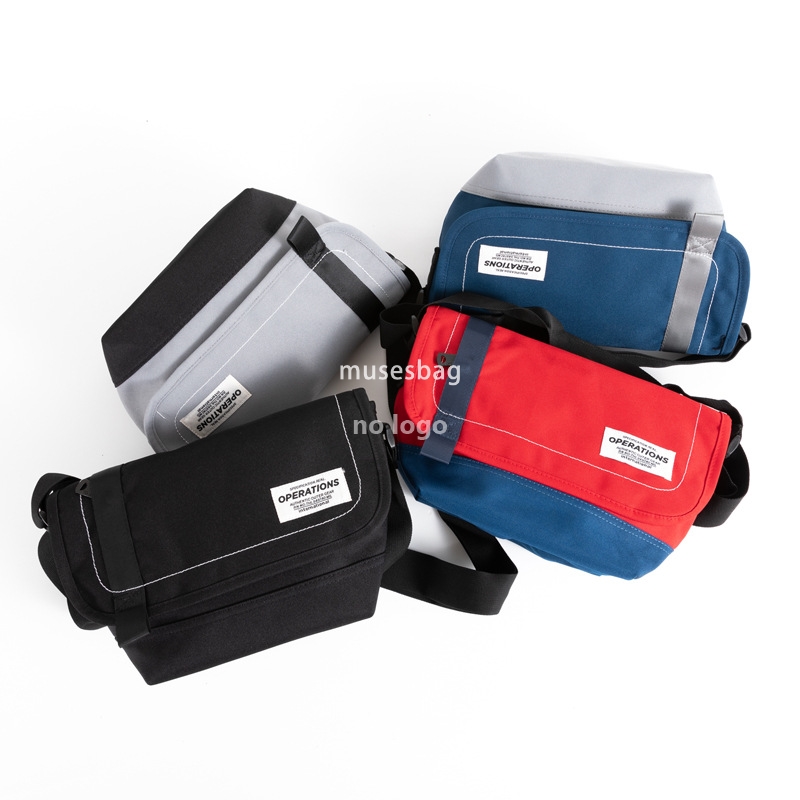 New men's shoulder bag color contrast casual crossbody bag canvas personality simple small body bag fashion messenger bag