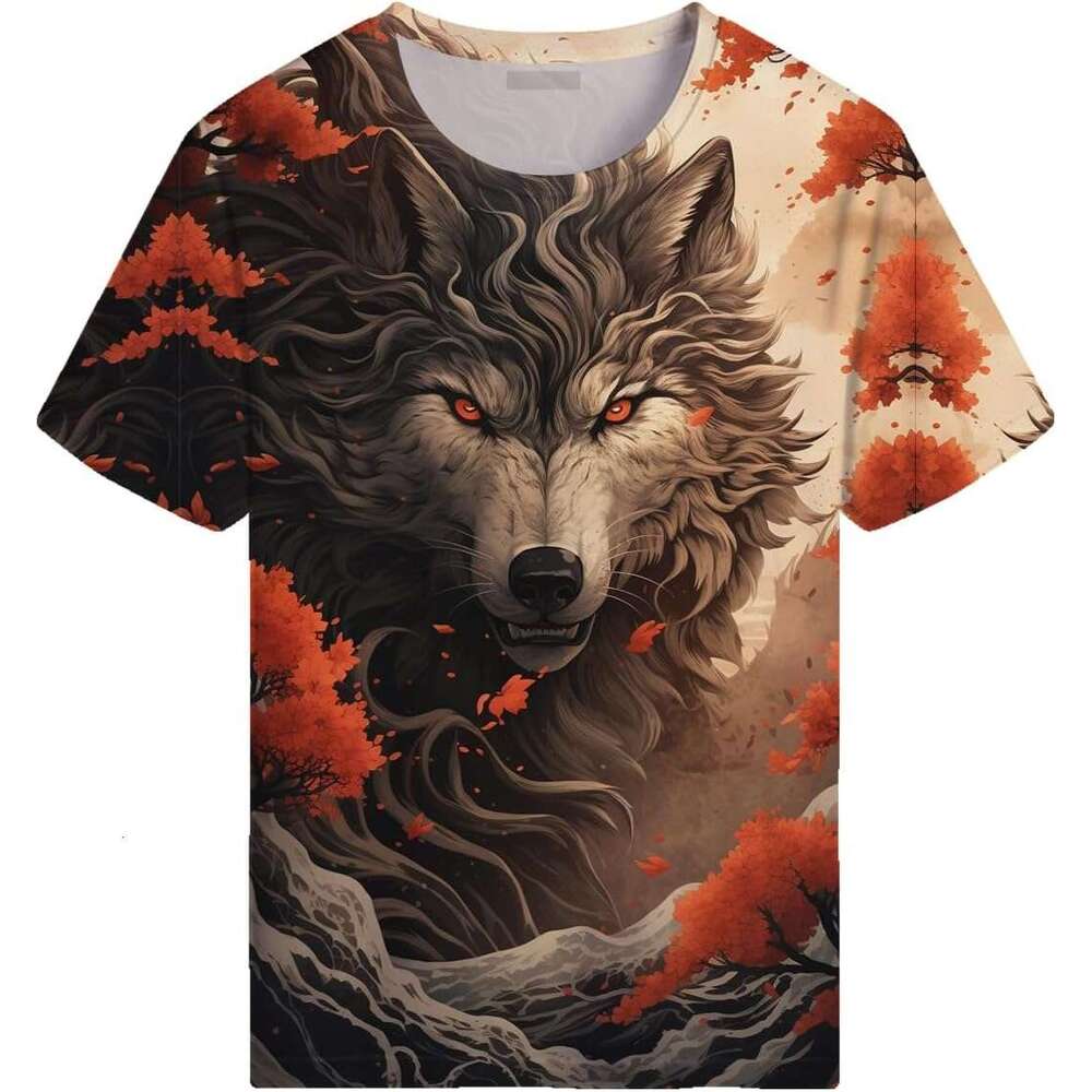 Mens T shirt Unisex The Mountain Shirt Funny Animal Wolf Digital Print Short Sleeved T-Shirt shirts tshirt graphic tee Casual tops summer clothes Shor