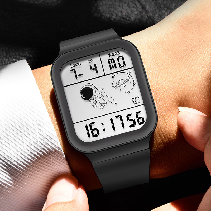 LIGE Fashion New Electronic Watch Multi functional Waterproof Calendar Watch Square Large Dial Student Sports Watch