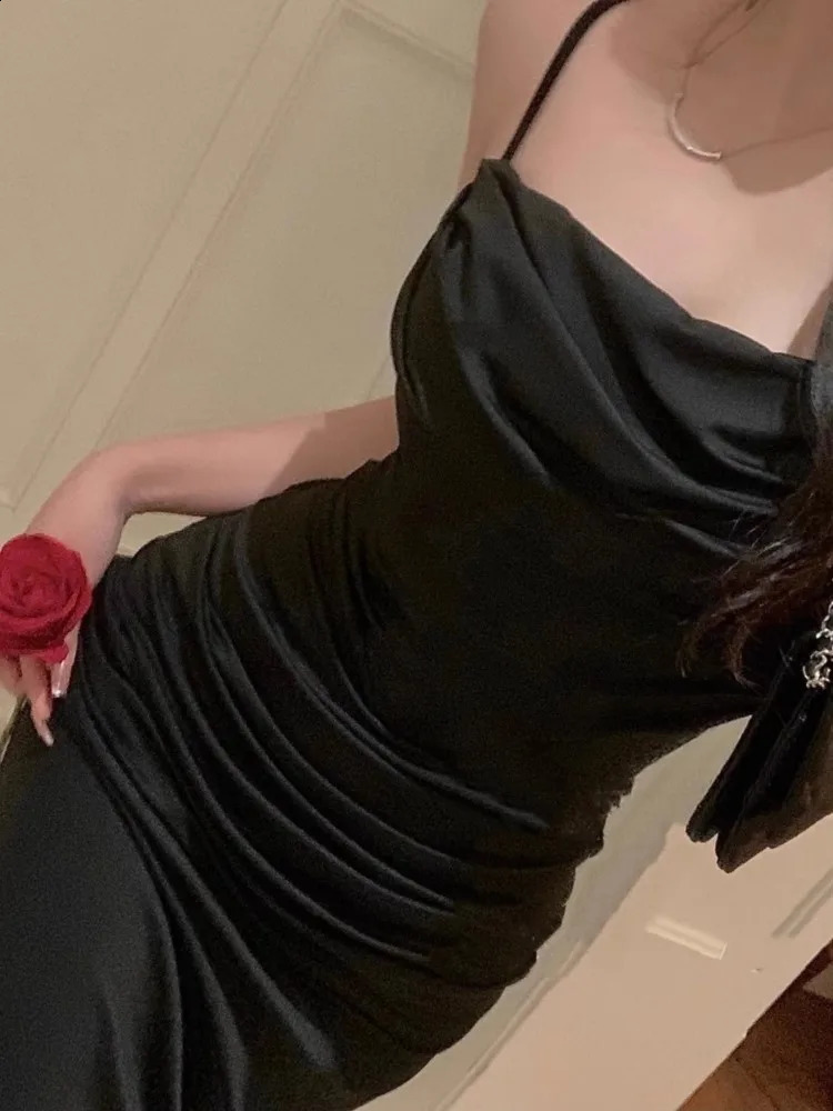 Women Elegant Sexy Bodycon Mermaid Dress Summer Fashion Strap Evening Party Runway Robe Korean Female Solid Long Vestidos 240809