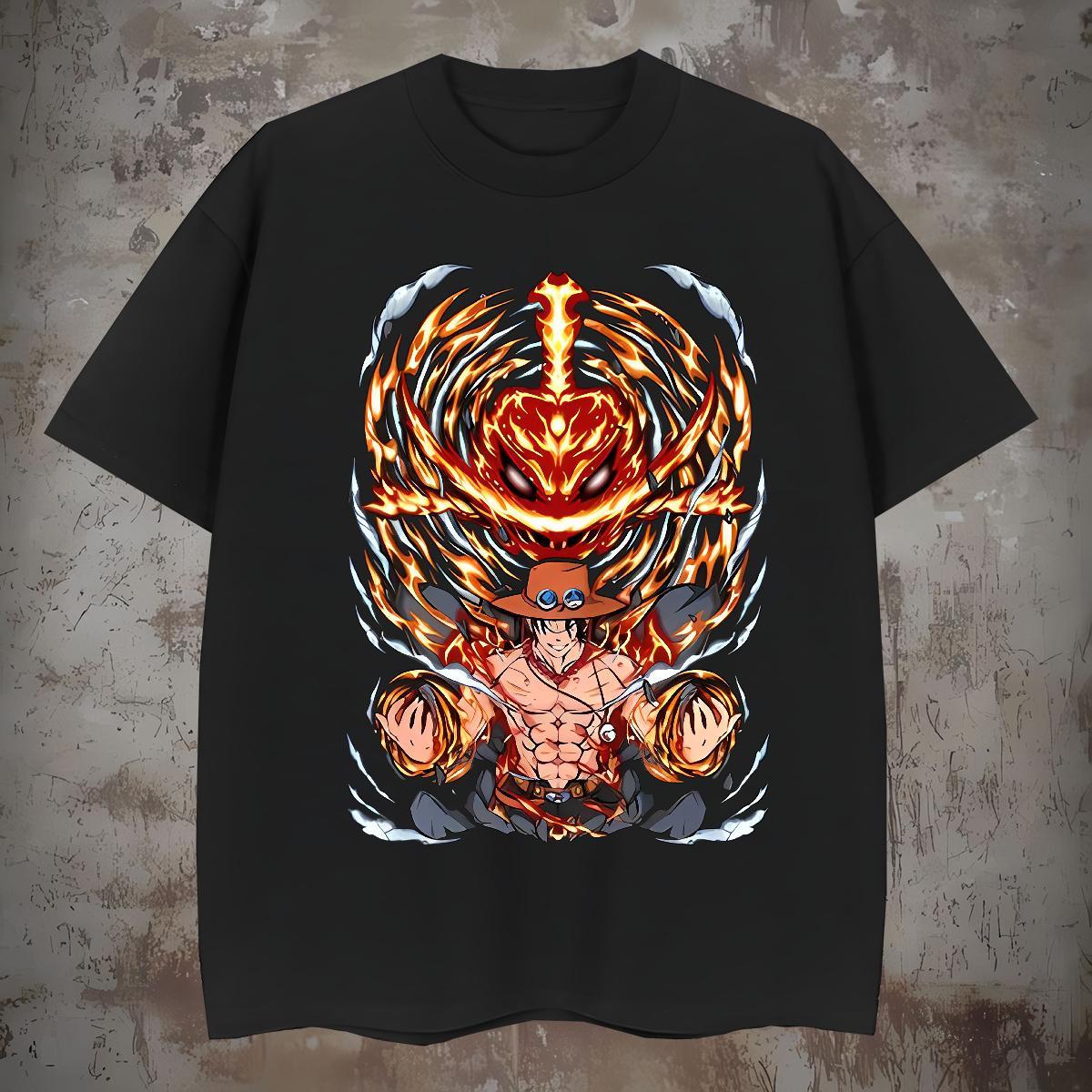 Fashion Designer T Shirts Men ONE PIECE 230g Cotton Custom Cartoon Tshirts Street wear Hip Hop Pure Cotton Unisex Tops Tees