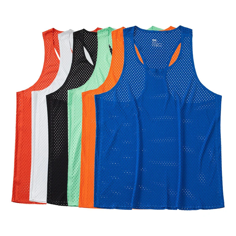 Summer Running Vest Men Mesh Quick Dry Bodybuilding Sleeveless Tank Tops Shirt Fitness Singlets Casual Crew Neck Tops 240808